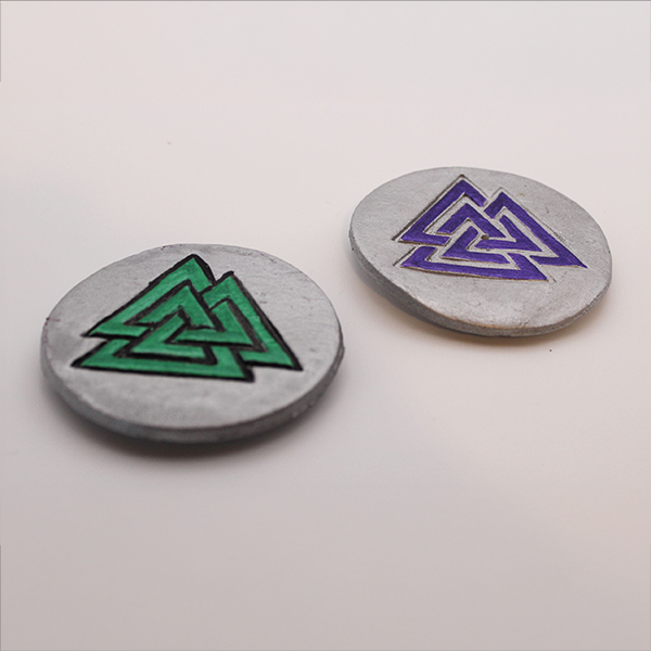 Valknut insence holder in silver/purple